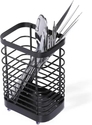 Produktbild von Besteckkasten - Küchenutensilienhalter - Küchenorganizer - Edelstahl 304 - 10 x 75 x 15 cm - Schwarz