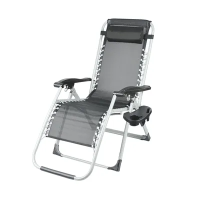 Produktbild von Comfort Relaxsessel Hochlehner Gartenliege Verstellbar Rückenlehne Aluminium Schwarz