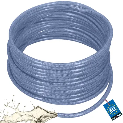 Obrázek produktu pro KOTARBAU® PVC hadice, průměr 10 mm / 2,5 mm, hadice pro stlačený vzduch, 50 m, vodní hadice, PVC hadice s textilním výplní, hadice pro kompresory, hadice pro chemikálie, průhledná, modrá