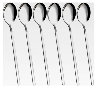 Produktbild von Suppenlöffel mit langem Griff, 21,6 cm, koreanische Suppenlöffel, 6 Stück, Besteck aus 18/8 Edelstahl, runde Löffel für Suppen