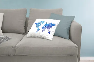 Produktbild von MuchoWow® Zierkissen Sofakissen Wohnzimmer Dekokissen 60x40 cm Weltkarte - Aquarell - Violett - Kopfkissen - Polster mit Foto