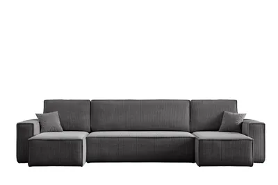 Produktbild von VENASI Wohnlandschaft mit Schlaffunktion Hugo U, Dunkelgrau Cordstoff