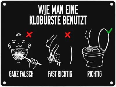 Produktbild von Wie man eine Klobürste benutzt Toiletten Metallschild in 15x20 cm