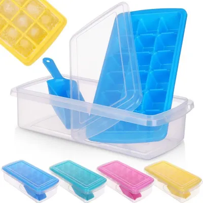 Immagine prodotto di Stampo per cubetti di ghiaccio con contenitore e paletta: facile rimozione del ghiaccio
