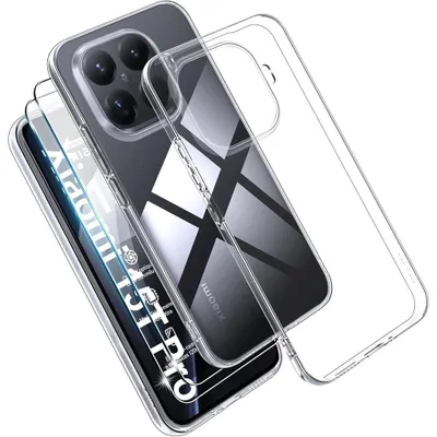 Image de Coque + 2 Verres Trempés pour Xiaomi 15T Pro, Protection Silicone Antichoc Anti-Rayures Slim Transparent