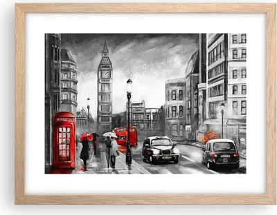 Produktbild von Gerahmtes Poster - Rahmen in heller Eiche - London Bus - 40x30 cm - Wand Bild - Wanddeko - Wandbilder - Kunstposter - Wandposter - Bilderrahmen - Bilder - Kunstdruck - Wandbild - P2NAA40x30-3939