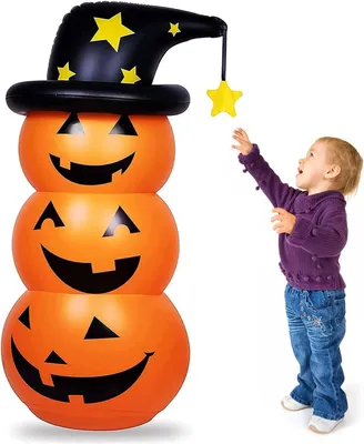 Produktbild von Aufblasbare Halloween-Dekoration, Kürbis mit Hexenhut, 1,5 m, für Innen und Außen