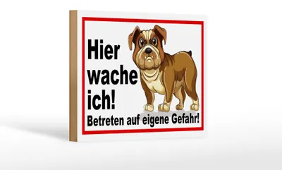 Produktbild von Holzschild Hinweis 18x12cm Hier wache ich Hunde