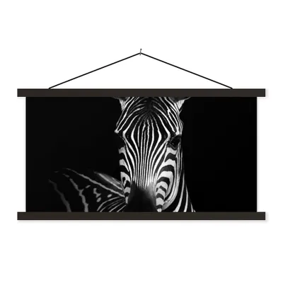 Produktbild von MuchoWow® Textilposter Zebra - Schwarz - Weiß - Tiere 60x30 cm mit schwarzem Rahmen - Textilien