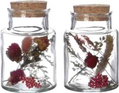 Produktbild von Trockenblumen im Glas mit Korken in vielen Größen zur Auswahl | Boho-Deko, Größe:h.10 Ø 7 cm
