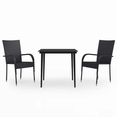 Produktbild von vidaXL 3-tlg. Garten-Essgruppe Schwarz