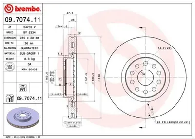 Produktbild von BREMBO Bremsscheiben (2 Stück) Vorderachse 09.7074.11