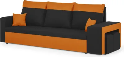 Produktbild von 3-Sitzer-Sofa mit Schlaffunktion DAKOTA2 - Schwarz/orange