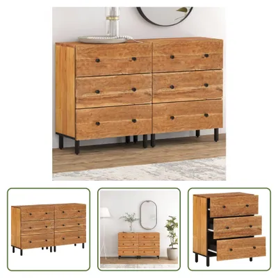 Produktbild von The Living Store Beistellschränke 2 Stk. 60x33x75 cm Massivholz Akazie