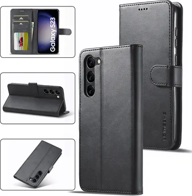 Produktbild von Samsung Galaxy S23 Hülle, Klapphüllen Brieftasche Leder Magnetverschluss Ständer Schutzhülle für Galaxy S23 Schwarz