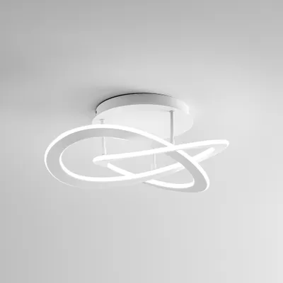 A modern LED ceiling light with a white aluminum ring design is shown against a plain white background.