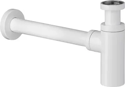 Produktbild von Ablaufgarnitur Siphon Waschbecken, Messing matt weiß