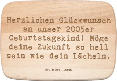 Produktbild von Mr. & Mrs. Panda Frühstücksbrettchen Spruch 2005 Geburtstag - Transparent - Geschenk, Geburtsjahr, Happy Birthday, Holzbrett, Handgefertigte Erinnerungen, Schneidebrett