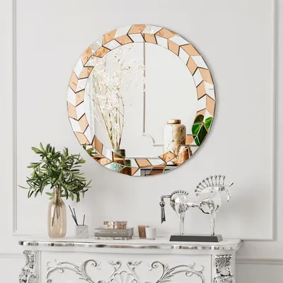 Produktbild von WISFOR Wandspiegel rund 60CM Wandspiegel Dekoration Spiegel Badspiegel Schminkspiegel Badzimmerspiegel Flurspiegel