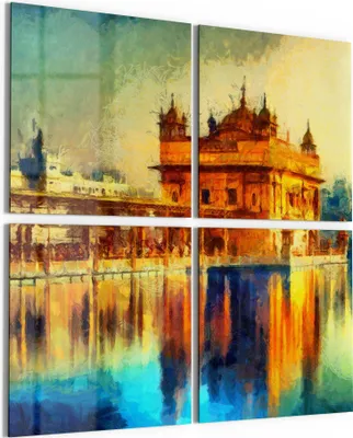 Produktbild von DEQORI Glasbild Echtglas 4x50x50 cm 'Hari Mandir Tempel' Wandbilder XXL groß