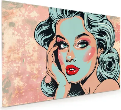 Produktbild von Küchenrückwand Spritzschutz Glas mit Motiv Comic Porträt Kunst 40 x 40 cm