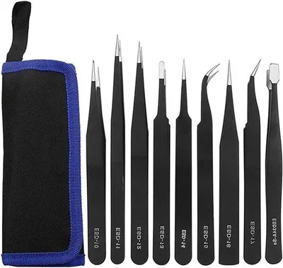 Image de Jeu de pinces électroniques en métal, 9 pièces, pour diverses applications