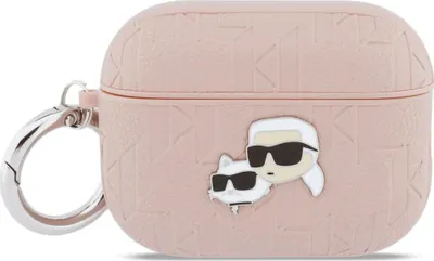 Produktbild von Hülle Case AirPods Pro 3 Karl Lagerfeld Kunststoff rosa Logo Katze Kopf Metall