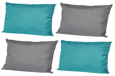 Produktbild von JACK 4x Outdoor Lounge Kissen 30x50cm viele Farben Dekokissen inkl. Füllung Wasserfest Sitzkissen Garten Stuhl, Farbe:2x Petrol - 2x Anthrazit