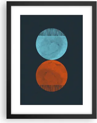 Produktbild von Gerahmtes Poster - Schwarzer Rahmen - Abstraktion Blau Rot - 30x40 cm - Wand Bild - Wanddeko - Wandbilder - Kunstposter - Wandposter - Bilderrahmen - Bilder - Kunstdruck - P2BPA30x40-4720
