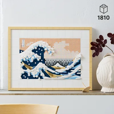 Zdjęcie produktu dla LEGO Art Hokusai – Wielka Fala, Japoński panel ścienny 3D, Obraz - ocean, Twórcze hobby i Pomysł na Prezent dla dorosłych, Zrób to sam, Dekoracja do domu lub biura, 31208