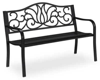Produktbild von Gartenbank Parkbank Metallbank - 2 Personen - 90 x 127,5 x 63 cm - Schwarz - Für Garten, Balkon und Terrasse
