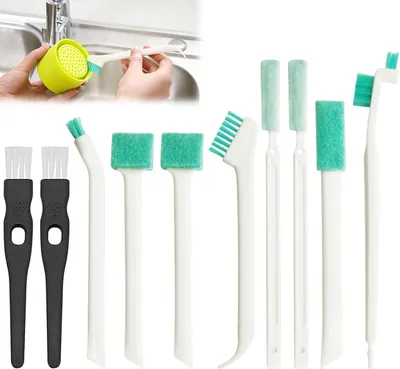 Produktbild von Reinigungsbürste 10er-Set Bürstenschwämme, Reinigungsbürsten-Set, kleine Reinigungsflasche mit Schwamm, Reinigungsbürste für Fensterrillen, Reinigungs