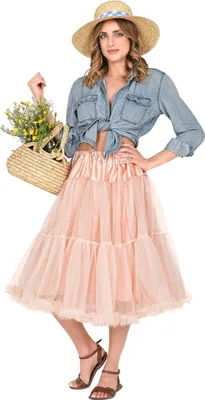 Produktbild von Widmann 10353 - Rock aus Tüll, Altrosa, Länge circa 65 cm, Tutu, Petticoat, Unterrock, Kostümzubehör, Karneval, Mottoparty