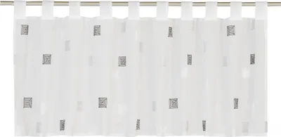 Produktbild von Elbersdrucke Bistrogardine mit Schlaufen Quadro 07 weiß-grau transparent 48x140cm Küchenfenster Sichtschutz Scheibengardine