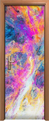 Produktbild von Türposter 70x200 cm Türaufkleber Türtapete Türfolie Klebefolie Malerei abstrakte bunte Fraktal