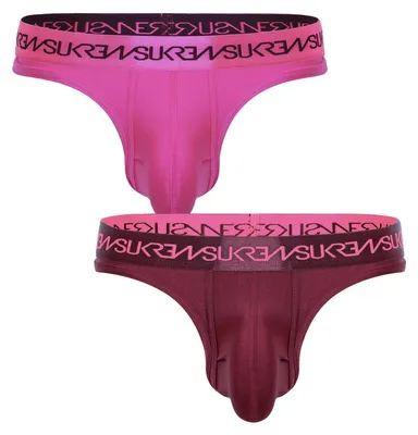 Produktbild von SUKREW - Herren Thongs Unterwäsche - Classic Thong Vorteilspack 1x Party Pink + 1x Claret - Größe L