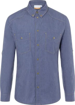 Produktbild von KARLOWSKY Herren Kochhemd JEANS-STYLE Langarm Button-Down Modern Jeansblau 64