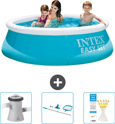 Produktbild von Intex runder aufblasbarer Easy Set-Pool – 183 x 51 cm – Blau – im Lieferumfang enthalten Filterpumpe für Schwimmbad - Reinigungskit - Teststreifen