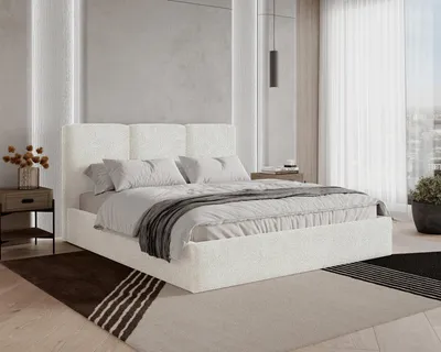 Produktbild von BESILIO Polsterbett 120x200 Mira Bouclé – Bett mit Bettkasten und Holzlattenrost, modernes Stauraumbett Schlafzimmer, Bouclé Stoff – Creme