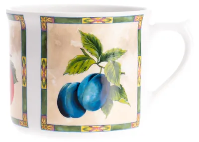 Produktbild von Handgefertigter Porzellan Becher mit Obstmotiv, 0,7 Liter, tschechisches Produkt