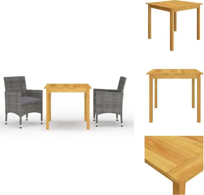 Produktbild von vidaXL 3-tlg. Garten-Essgruppe Grau -  Gartenmöbel-Sets
