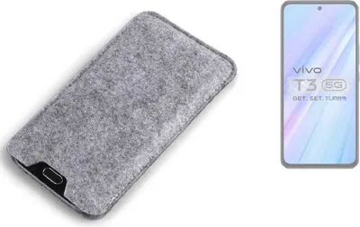 Produktbild von K-S-Trade Filz Handyhülle kompatibel mit Vivo T3 Schutzhülle Filztasche Filz Tasche Case Sleeve Handy Hülle Filzhülle grau