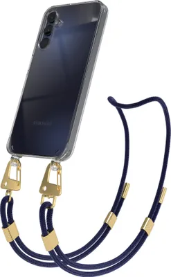 Produktbild von EAZY CASE Handykette für Samsung Galaxy A15, Transparente Silikonhülle mit Band, Clear Case, abnehmbar in  Blau