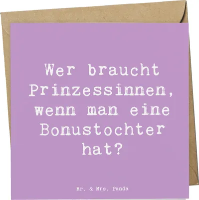 Produktbild von Mr. & Mrs. Panda Grußkarte Spruch Bonustochter - Lavendeltraum - Geschenk, faltkarte, Stieftochter, Märchen, doppelkarte, handgefertigt, anlasskarte, Klappkarte, Liebe