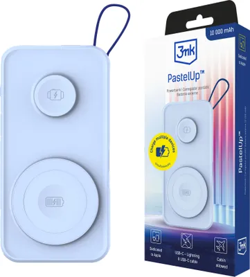 Obrázek produktu pro 3mk Powerbank PastelUp 10 000mAh USB-A/C pro iPhone Huawei Samsung XiaomiModrá kompatibilní s MagSafe