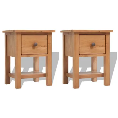 Image de Table de nuit avec tiroir (lot de 2) Chêne massif