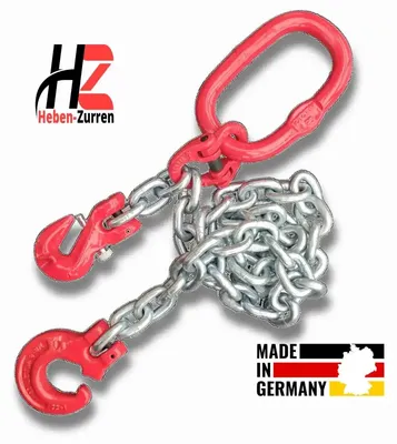 Produktbild von Forstkette GK8 mit Schlinghaken, Aufhängering und Verkürzungshaken – 6 mm – 4 m – EN 818-2 – Zugkraft 2200 daN – verzinkt