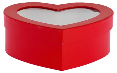 Immagine prodotto di Scatola a forma di cuore rossa in cartone con finestra trasparente, 19,5 x 15,5 cm -