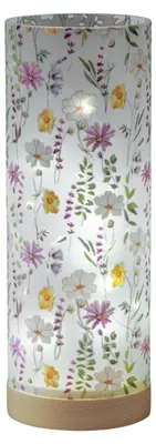 Produktbild von LED Deko Licht Tischlampe Streublumen Zylinder H 25cm auf Holzsockel Formano F26