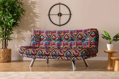 Produktbild von Hanah Home, Misa Small Sofabed - Patchwork, 3-Sitzer-Schlafsofa, 100 % METALL, Mehrfarbig, 180 x 110 cm